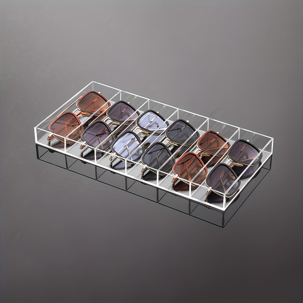 Organizador de Óculos em Acrílico Transparente – 6 Compartimentos Premium